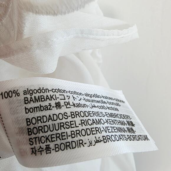 Zara White Cotton Eyelet Embroidered V-Neck Mini Halter Dress Lined Size Large - Picture 5 of 13